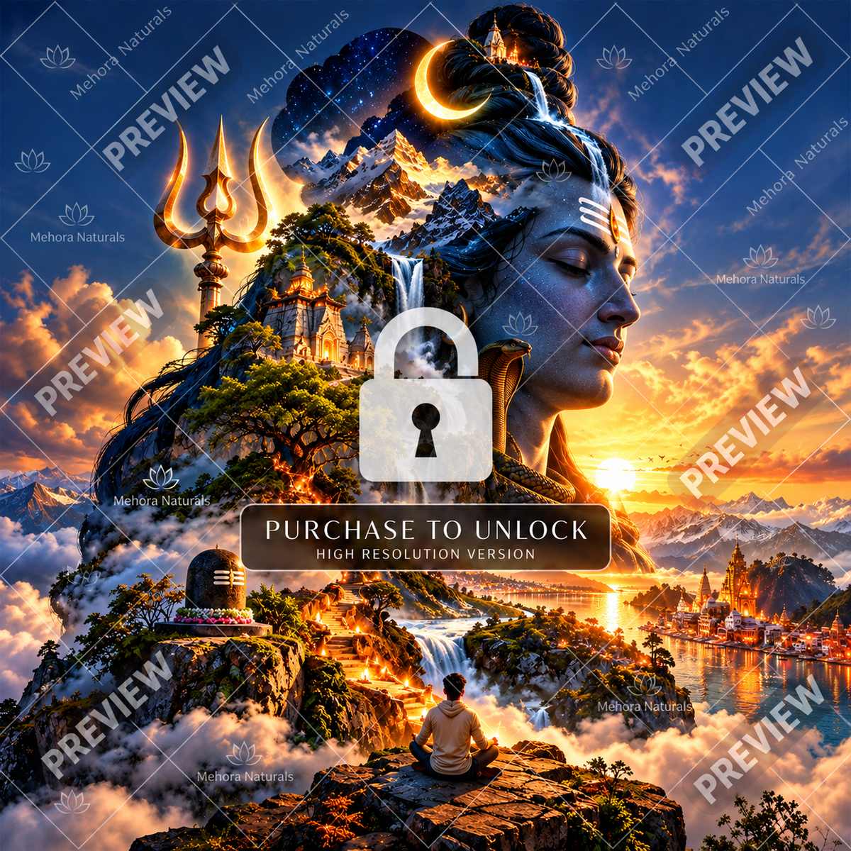 🔱 Divine Shiva – Cosmic Spiritual Artwork